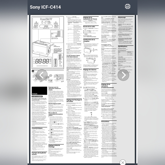 Sony ICF-C414 Dream Machine LargeDisplay Dual Alarm Clock Radio - Picture 7 of 8